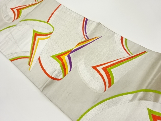 帯に檜垣模様織出し袋帯